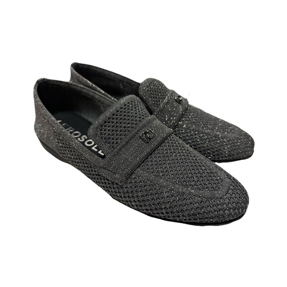 NEW Aerosoles Womens Size 9 Metallic Gunmetal Stretch Knit Loafers Slipper Flats - Picture 4 of 6